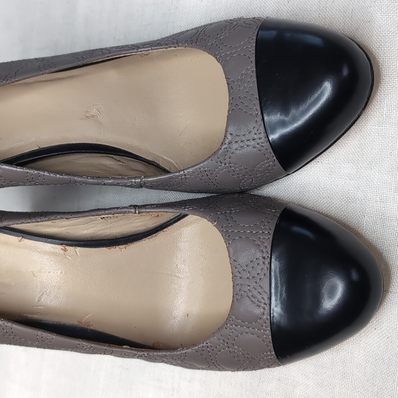 ANN TAYLOR Grey/Brown & Black Leather Heels size 9 M - Picture 11 of 12